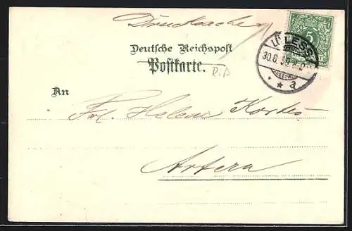 Lithographie Lüneburg, Strasse am Sande, Post, Rathaus, Viskuhlenhof