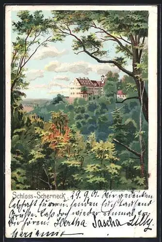 Lithographie Scherneck, Schloss Scherneck