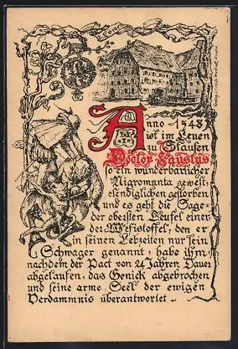 AK Staufen / Breisgau, Gasthof zum Löwen, Dr. Faustus, Teufel