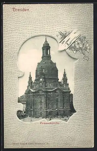 AK Dresden, Frauenkirche, Passepartout