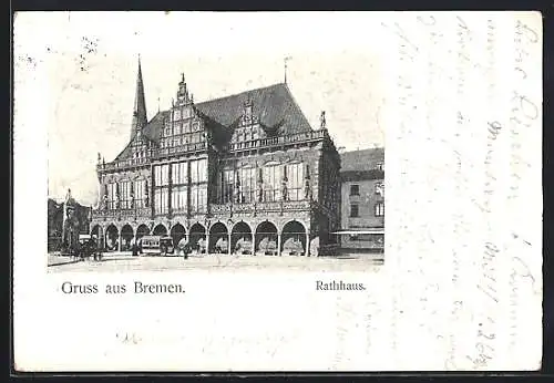 AK Bremen, Rathaus mit Strassenbahn