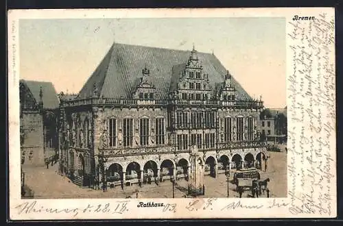 AK Bremen, Rathaus mit Strassenbahn