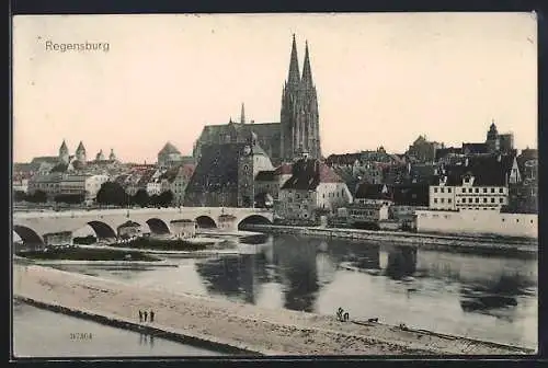 AK Regensburg, Teilansicht mit Kirche