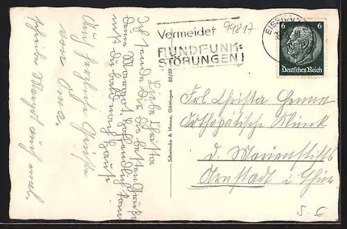 AK Eisenach, Teilansicht mit Wartburg