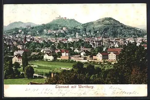 AK Eisenach, Teilansicht mit Wartburg