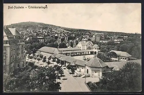 AK Bad-Nauheim, Trinkkuranlagen mit Strassenpartie