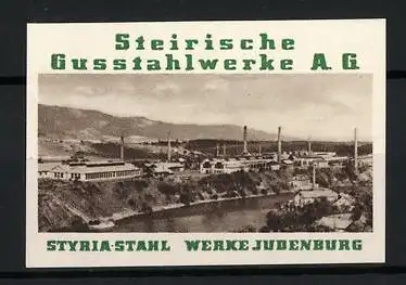 Reklamemarke Judenburg, Steirische Gusstahlwerke A.G., Fabrikansicht