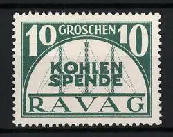 Reklamemarke Kohlenspende, RAVAG, 10 Groschen