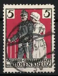 Reklamemarke Österreich, Österr. Gesellschaft vom Roten Kreuz, Soldat und Krankenschwester