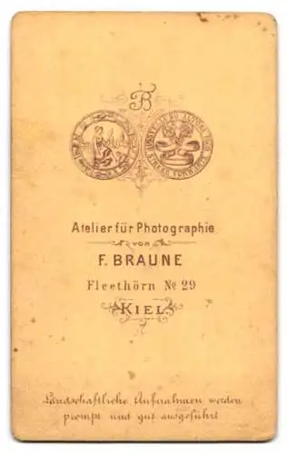 Fotografie F. Braune, Kiel, Fleethörn 29, Porträt einer Dame in elegantem Kleid