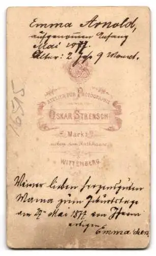 Fotografie Oskar Strensch, Wittenberg, Markt, Emma Arnold als kleines Mädchen