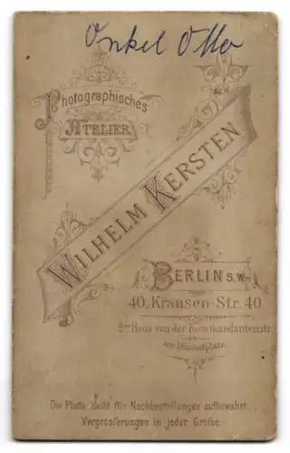 Fotografie Wilhelm Kersten, Berlin, Krausen-Str. 40, Otto mit Schnurrbart