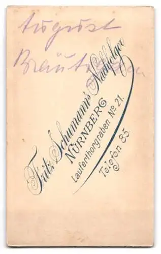 Fotografie Fritz Schumann`s Nachfolger, Nürnberg, Laufertorgraben 21, August Bräutigam mit Brille