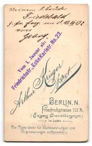 Fotografie Arthur Krüger, Berlin, Friedrichstrasse 113 A, Georg im Jahr 1902
