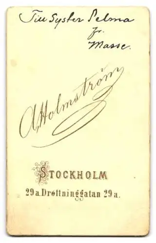 Fotografie A. Holmström, Stockholm, Drottninggatan 29a, Porträt eines Mannes mit markantem Schnurrbart