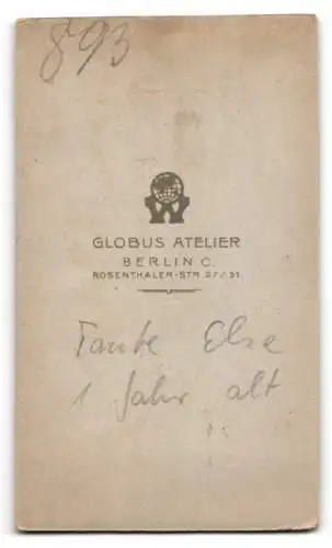 Fotografie Globus Atelier, Berlin, Rosenthaler Str. 27 /31, Else im Alter von einem Jahr