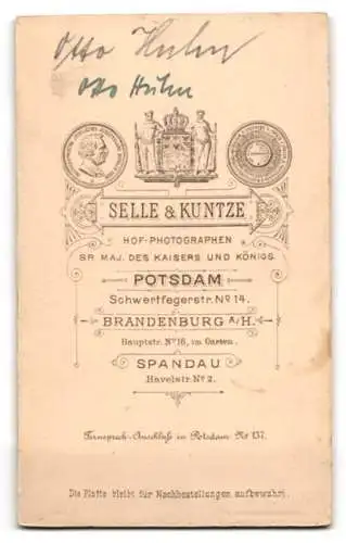 Fotografie Selle &amp Kuntze, Potsdam, Schwertfegerstr. 14, Otto Huhn im Porträt
