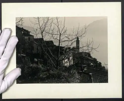 Fotografie unbekannter Fotograf, Ansicht Ronco sopra Ascona / Tessin, Ortsansicht mit Kirchturm