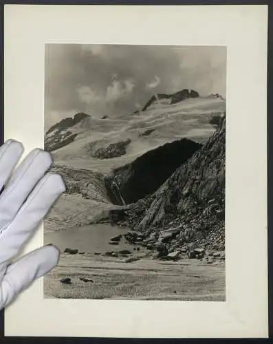 Fotografie unbekannter Fotograf, Ansicht Oberalpstock, Gebirgszug mit Gletscher in den Glarner Alpen