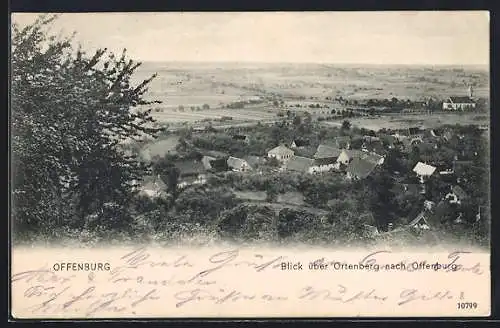 AK Offenburg, Ortsansicht vom Ortenberg aus gesehen