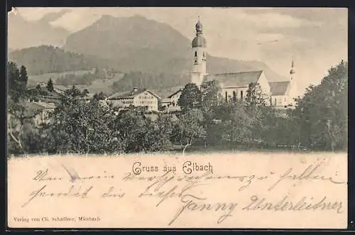 AK Elbach / Schliersee, Kirche im Ortszentrum