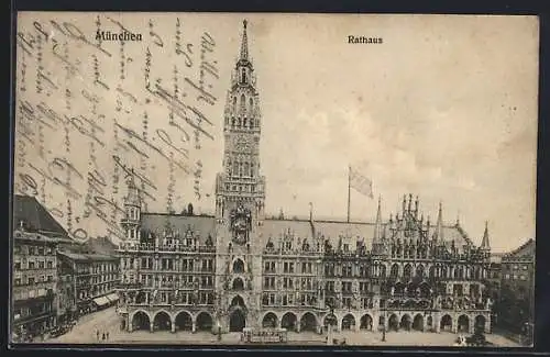 AK München, Marktplatz mit Rathaus