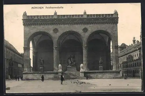 AK München, Strassenpartie an der Feldherrenhalle