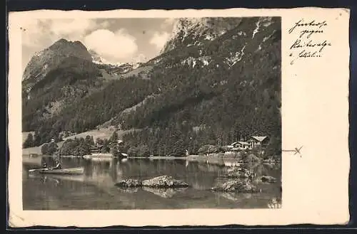 AK Hintersee / Ramsau, Reiter Alpe am Seeufer