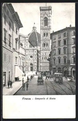 AK Firenze, Campanile di Giotto, Pferdebahn