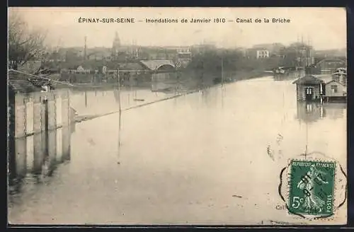 AK Épinay-sur-Seine, Inondations de Janvier 1910, Canal de la Briche