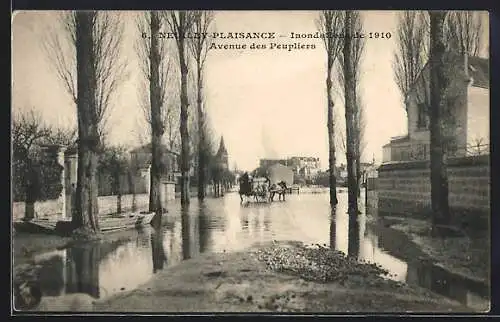 AK Neuilly-Plaisance, Inondations de Janvier 1910, Avenue des Peupliers