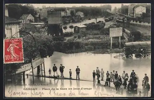 AK Gargan, Place de la Gare un jour d`orage