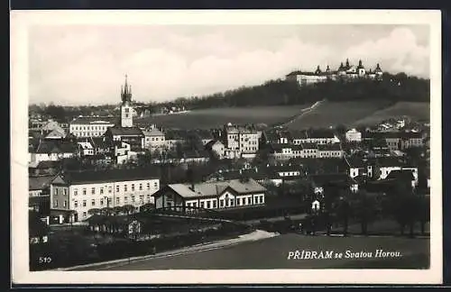 AK Pribram, se Svatou Horou, Teilansicht mit Bahnhof