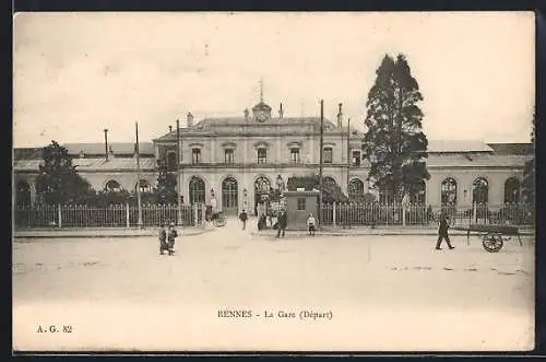 AK Rennes, Vue sur la Gare