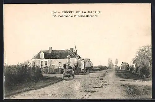 AK La Ferté-Bernard, Strasse in das Dorf, Autorennen an der Sarthe