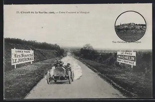 AK Connerré, Circuit de la Sarthe 1906, Entre Connerré et Montfort, Vie Générale de Montfort, Autorennen, Montage