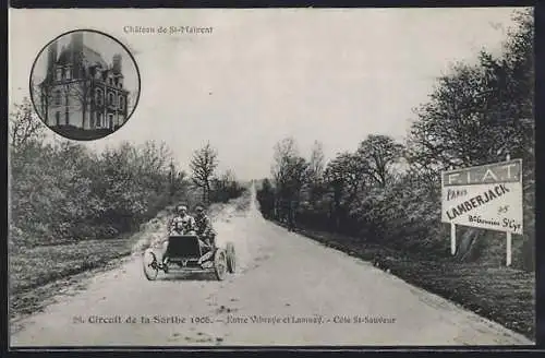 AK Vibraye, Circuit de la Sarthe 1906 /Autorennen, Entre Vibraye et Lamnay, Cote St-Sauveur