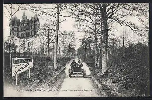 AK Vibraye, Circuit de la Sarthe 1906 /Autorennen, Traversee de la Foret de Vibraye