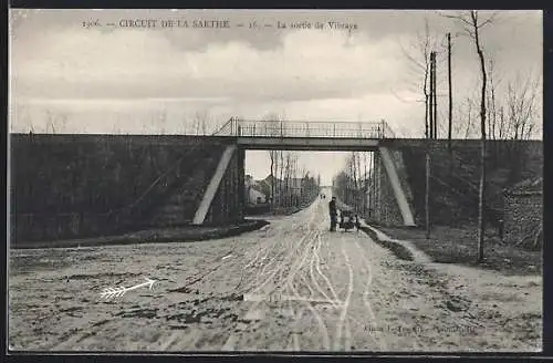 AK Vibraye, Circuit de la Sarthe 1906 /Autorennen, La Sortie de Vibraye