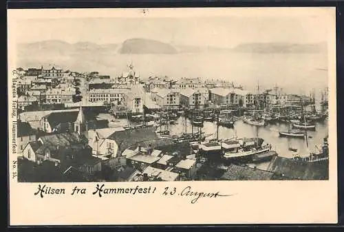 AK Hammerfest, Hafenpartie, Dampfer, Um 1900