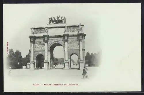 AK Paris, Arc de Triomphe du Carrousel, Durchblick zum Denkmal