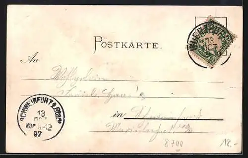 Künstler-AK Würzburg, Main-Fest anlässlich der Kaisertage 1. Sept. 1897