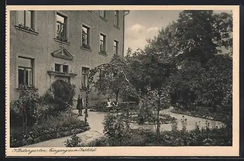 AK Volkach a. Main, Institut St. Maria, Klostergarten mit Eingang