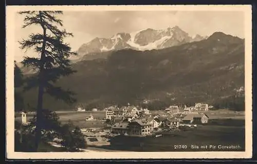 AK Sils, Panorama mit Piz Corvatsch