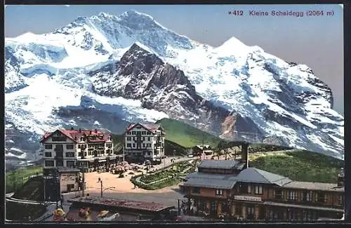 AK Kleine Scheidegg, Bahn Restaurant mit Jungfraublick