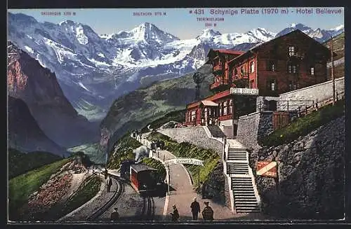 AK Schynige Platte, Bergbahn am Hotel Bellevue