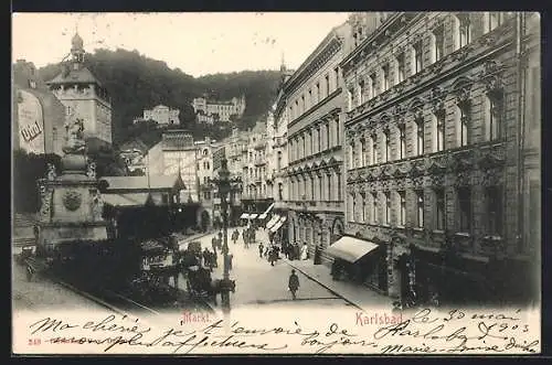 AK Karlsbad, Blick auf den Markt