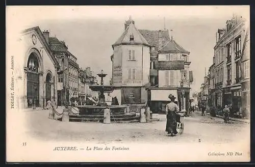 AK Auxerre, La Place des Fontaines, Depot d`Huilles