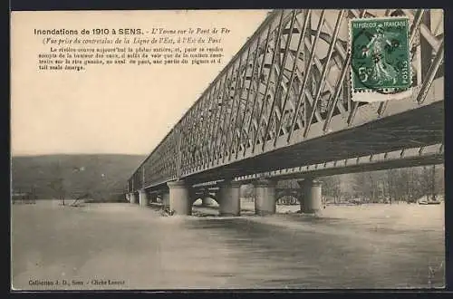 AK Sens, L'Yonne sur le Pont de Fer, Hochwasser