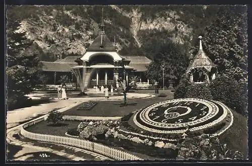 AK Interlaken, Kursaal mit Blumenuhr